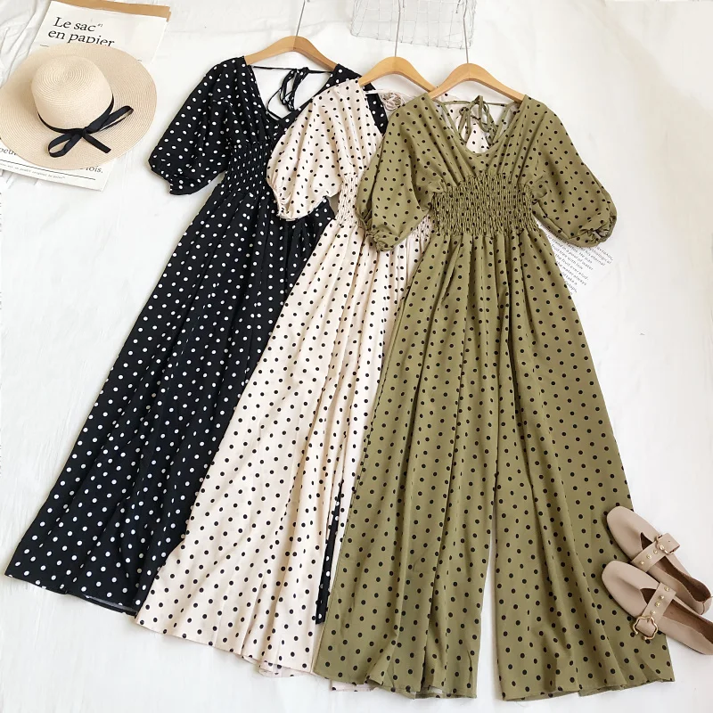 2021Summer Sexy Polka Dot Jumpsuits Romper Women Elegant V-Neck Puff Sleeve High Waist Jumpsuit Loose Wide Leg Playsuits
2021Summer Sexy Polka Dot Jumpsuits Romper Women Elegant V-Neck Puff Sleeve High Waist Jumpsuit Loose Wide Leg Playsuits