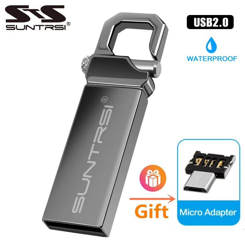 

Suntrsi USB Flash Drive 64gb black 32gb pendrive 128G Pen drive флешка waterproof usb флэш-накопители 2.0 memory stick gift
