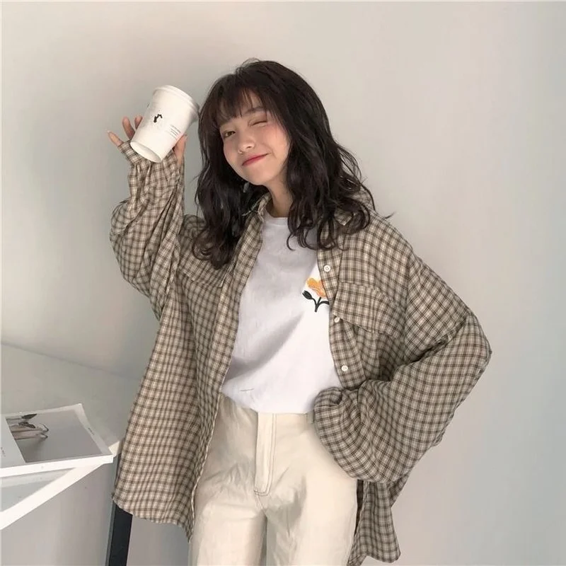 Lantern Sleeve Plaid Shirt Women Checked Vintage Blouse with Lush Sleeves Korean 2021 Fashion Cotton Harajuku Tops Kawaii Casual
Lantern Sleeve Plaid Shirt Women Checked Vintage Blouse with Lush Sleeves Korean 2021 Fashion Cotton Harajuku Tops Kawaii Casual