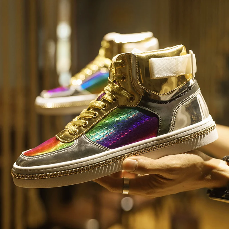 2021 new autumn gradient colorful shoes men's trendy shoes bright leather snake print men's casual high-top sneakers
2021 new autumn gradient colorful shoes men's trendy shoes bright leather snake print men's casual high-top sneakers