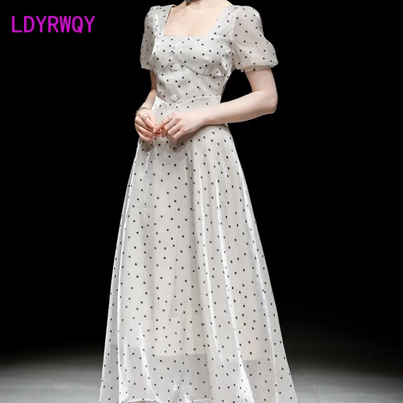 LDYRWQY Korean Retro Polka Dot Puff Sleeve Slim Square Neck Temperament Fashion Dress Polyester Office Lady 2021
LDYRWQY Korean Retro Polka Dot Puff Sleeve Slim Square Neck Temperament Fashion Dress Polyester Office Lady 2021