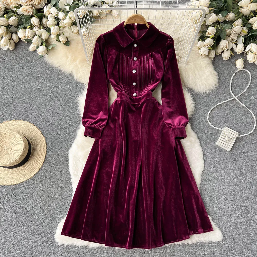 2022 Women's Office Lady Solid Velvet Dresses Casual Y2K Autumn Vintage Skinny OL Vestidos Spring Folds Party Dress D724
2022 Women's Office Lady Solid Velvet Dresses Casual Y2K Autumn Vintage Skinny OL Vestidos Spring Folds Party Dress D724
