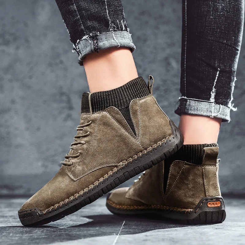 Riding Boots Trendy Men's Retro Combat Boots Suede Men's Casual Shoes Breathable Socks Motorcycle Tooling Leather Shoes
Riding Boots Trendy Men's Retro Combat Boots Suede Men's Casual Shoes Breathable Socks Motorcycle Tooling Leather Shoes