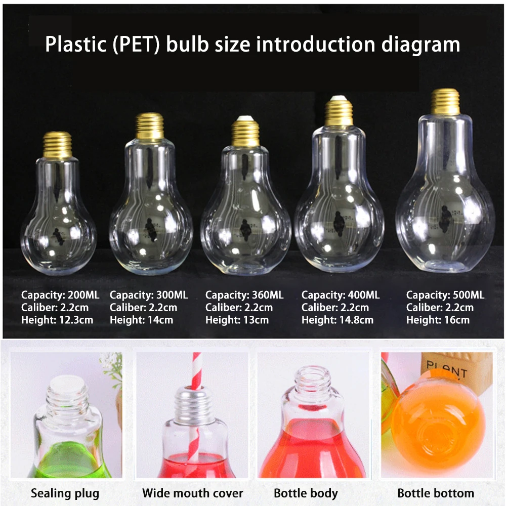 1PCS 200/300/350/400/500ML Innovative Plastic Light Bulb Fruit Juice Bottles Cute Juicer Milk Water Bottle Colorful Drink-ware
1PCS 200/300/350/400/500ML Innovative Plastic Light Bulb Fruit Juice Bottles Cute Juicer Milk Water Bottle Colorful Drink-ware