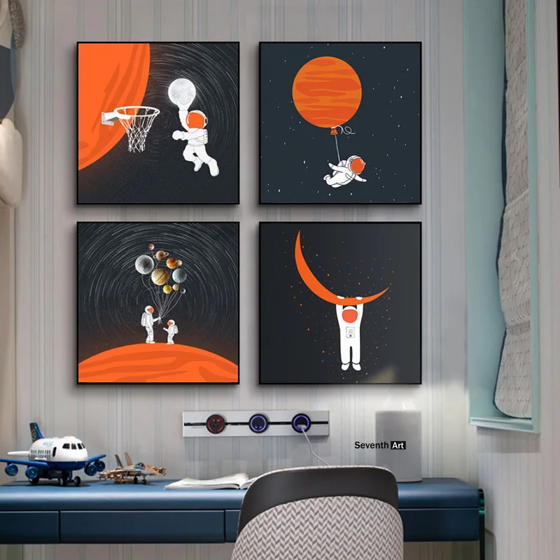 Astronaut Poster Cartoon Moon Astronaut Painting Poster and Prints Wall Art Youth Kids Bedroom Decoration decoracion para sala
Astronaut Poster Cartoon Moon Astronaut Painting Poster and Prints Wall Art Youth Kids Bedroom Decoration decoracion para sala