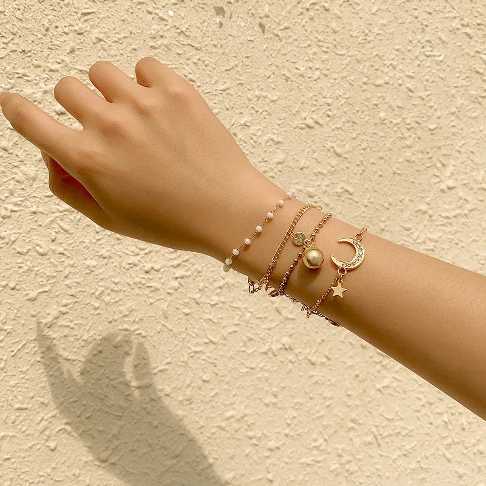 Dainty Gold Bracelet Set for Women Moon Star Imitation Pearl Chain Charm Bracelet Bangle Female Bohemian Jewelry Accessories
Dainty Gold Bracelet Set for Women Moon Star Imitation Pearl Chain Charm Bracelet Bangle Female Bohemian Jewelry Accessories