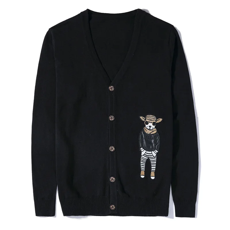 Spring Autumn Men's Sweater Cardigan Fashion Embroidery Cotton V-Neck Long Sleeved Single-Breasted Solid Color Male Thin Coat
Spring Autumn Men's Sweater Cardigan Fashion Embroidery Cotton V-Neck Long Sleeved Single-Breasted Solid Color Male Thin Coat