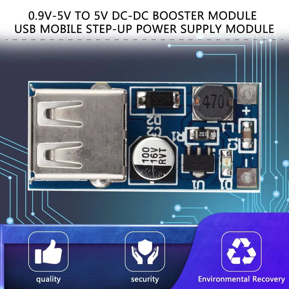 1 шт. 0 9 в-5 в DC-DC регулируемый Повышающий Модуль преобразователя питания 96%