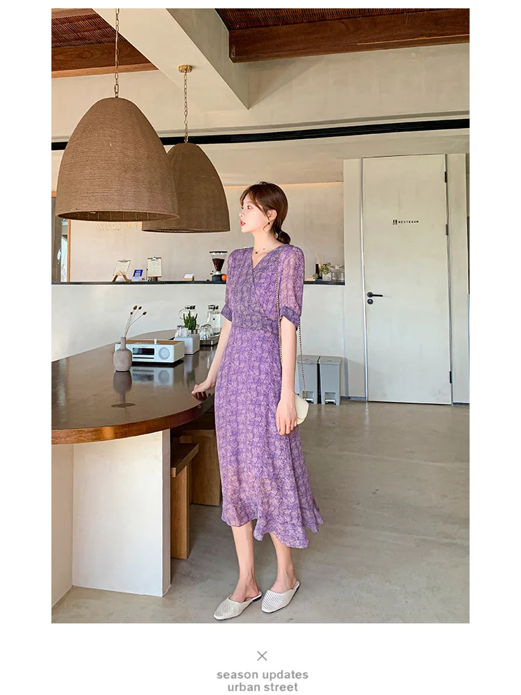 Women's Dresses Chiffon Print Short Sleeve Dresse Loose Plus Size Fashion Casual V-neck A-LINE Dress Lady Mid-Calf Houthion
Women's Dresses Chiffon Print Short Sleeve Dresse Loose Plus Size Fashion Casual V-neck A-LINE Dress Lady Mid-Calf Houthion
