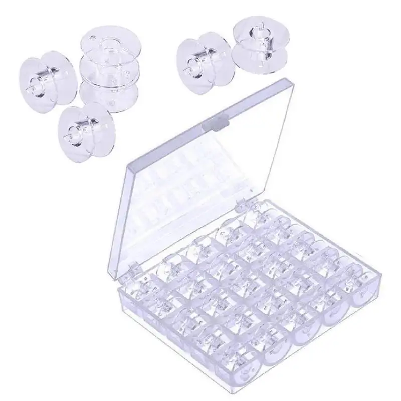25Pcs Transparent Plastic Sewing Machine Bobbins with Bobbin Spools Storage Case For Home Sewing Accessories Tools
25Pcs Transparent Plastic Sewing Machine Bobbins with Bobbin Spools Storage Case For Home Sewing Accessories Tools