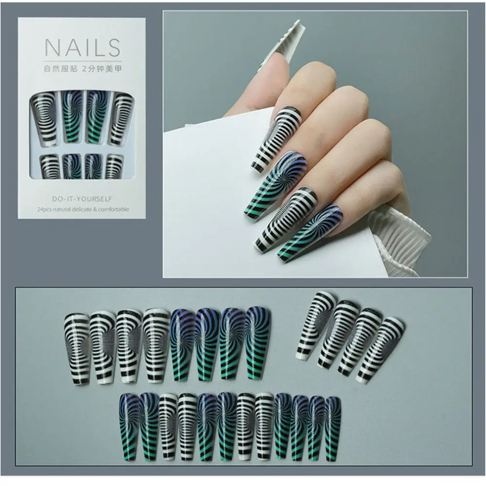 24 Pcs Stripe Printing Artificial Fake Nails Full Cover Ballerina Wear Long Paragraph Fashion Manicure Patch Press Fake Nails
24 Pcs Stripe Printing Artificial Fake Nails Full Cover Ballerina Wear Long Paragraph Fashion Manicure Patch Press Fake Nails