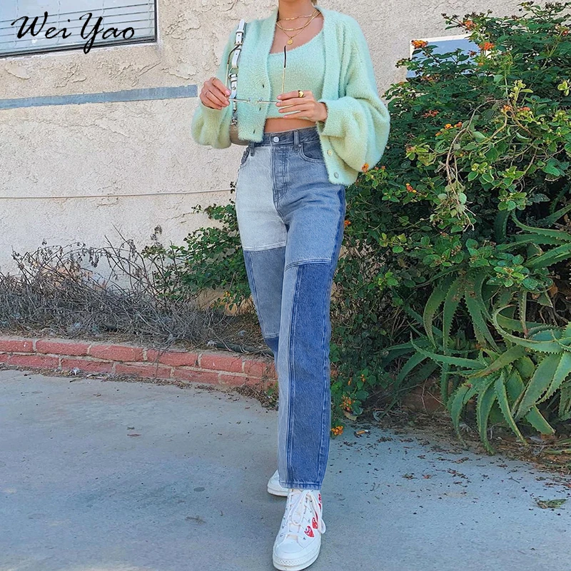 WeiYao 90s Aesthetic Blue Jeans Women Patchwork Cargo Pants Streetwear Contrast Color Mid Waist Straight Leg Denim Trousers
WeiYao 90s Aesthetic Blue Jeans Women Patchwork Cargo Pants Streetwear Contrast Color Mid Waist Straight Leg Denim Trousers