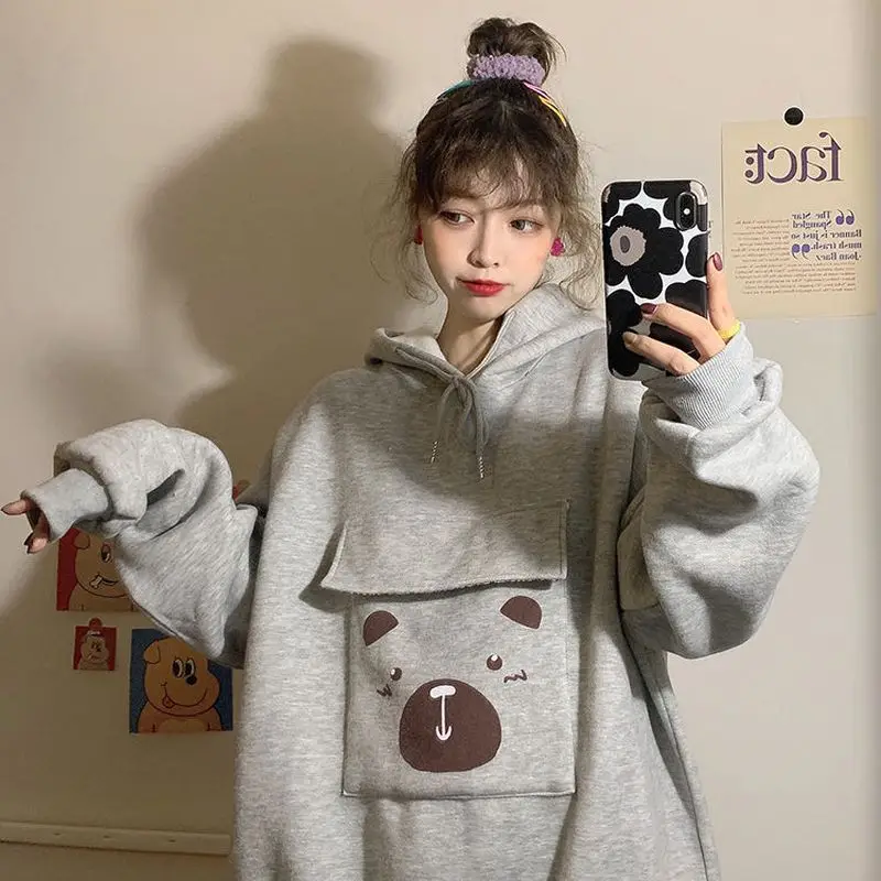 sweatshirt women Autumn winter plus velvet thick coat Korean hooded pullover female wild loose fashion big pockets sweastshirts
sweatshirt women Autumn winter plus velvet thick coat Korean hooded pullover female wild loose fashion big pockets sweastshirts