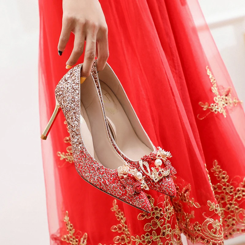 Wedding shoes women Chinese shoes red high heels wedding shoes stiletto bridal shoes not tired feet
Wedding shoes women Chinese shoes red high heels wedding shoes stiletto bridal shoes not tired feet
