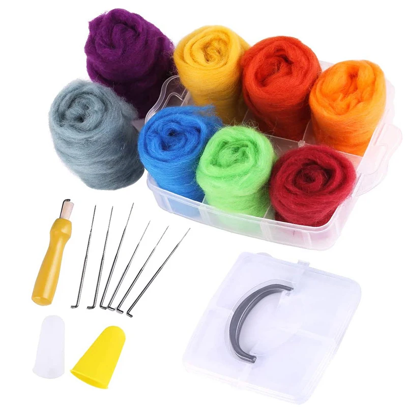 LMDZ 8 Colors Fibre Wool Yarn Roving with Plastic Storage Box, Needle Felting Starter Kit for DIY, Needle Felting Supplies
LMDZ 8 Colors Fibre Wool Yarn Roving with Plastic Storage Box, Needle Felting Starter Kit for DIY, Needle Felting Supplies