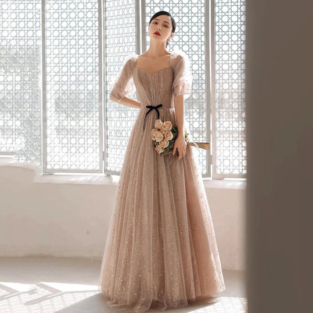 Champagne A Line Sequined Prom Dress Sweetheart Prom Gown Short Puff Sleeves Party Dress Lace Up Evening Dress Vestido De Noche
Champagne A Line Sequined Prom Dress Sweetheart Prom Gown Short Puff Sleeves Party Dress Lace Up Evening Dress Vestido De Noche
