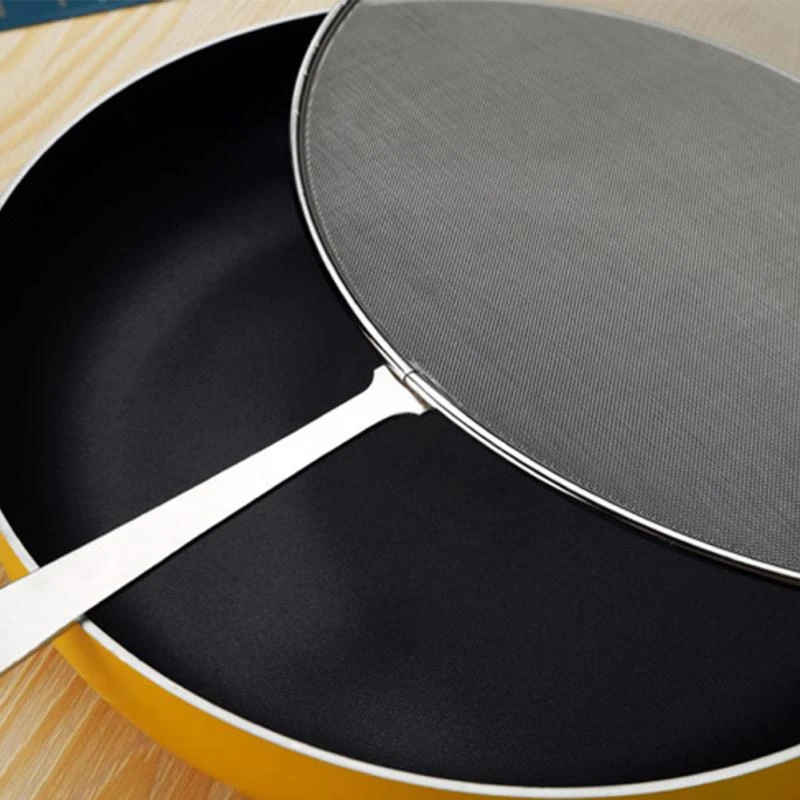 Stainless Steel Splatter Sn Handle Anti Grease Splash Scald Proof Frying Pan Cover Cooking Tools Oil Net 
Stainless Steel Splatter Sn Handle Anti Grease Splash Scald Proof Frying Pan Cover Cooking Tools Oil Net