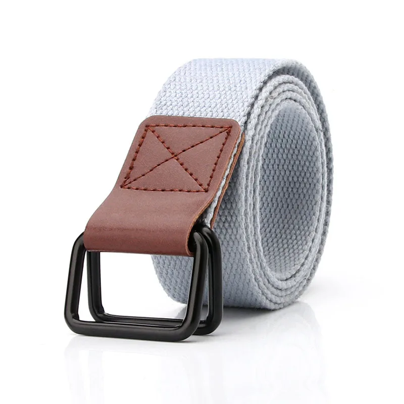 

Unisex Canvas Belt Hot Men Designer Belt Trap Double-ring Buckle Male Casual Solid Knitted Jean Belts Dropshiping