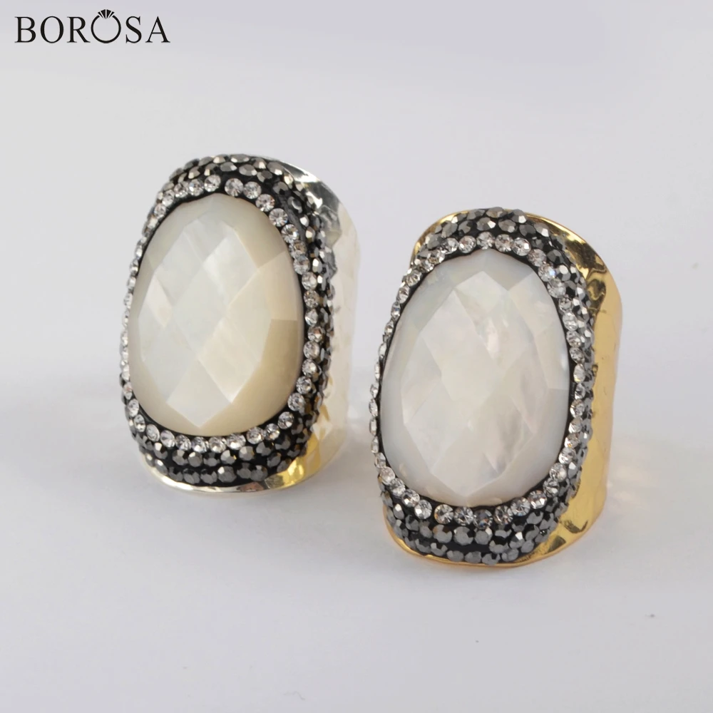 BOROSA 5Pcs Natural White Shell Ring Mother of Pearl Ring in Gold Ring Handmade Cubic Zirconia Rings for Women Jewelry JAB976
BOROSA 5Pcs Natural White Shell Ring Mother of Pearl Ring in Gold Ring Handmade Cubic Zirconia Rings for Women Jewelry JAB976
