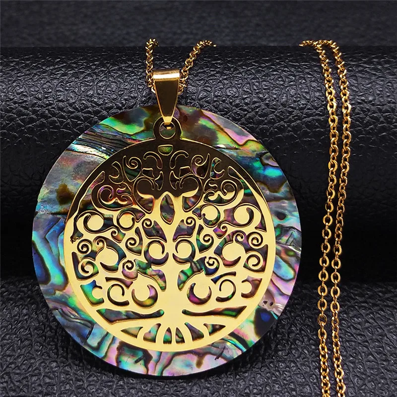 Stainless Steel Abalone Shell Paper Boho Tree of Life Chain Necklace Gold Color Necklace Jewelry collier arbre de vie NXS04
Stainless Steel Abalone Shell Paper Boho Tree of Life Chain Necklace Gold Color Necklace Jewelry collier arbre de vie NXS04