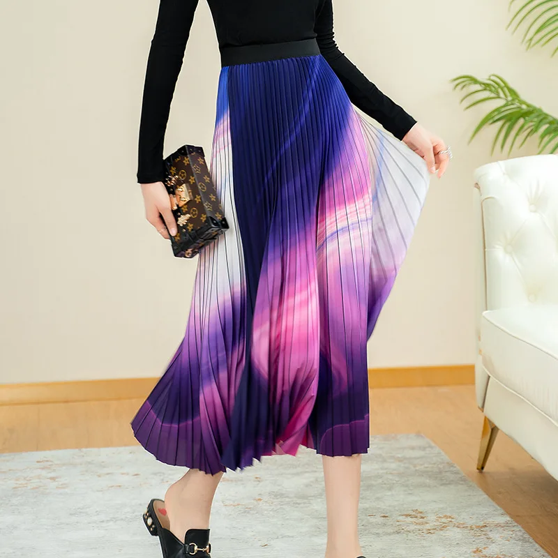 2021 Spring New Style Woman Elastic High Waist A Line Mid-length Gradient Contrast Color Pleated Skirt
2021 Spring New Style Woman Elastic High Waist A Line Mid-length Gradient Contrast Color Pleated Skirt