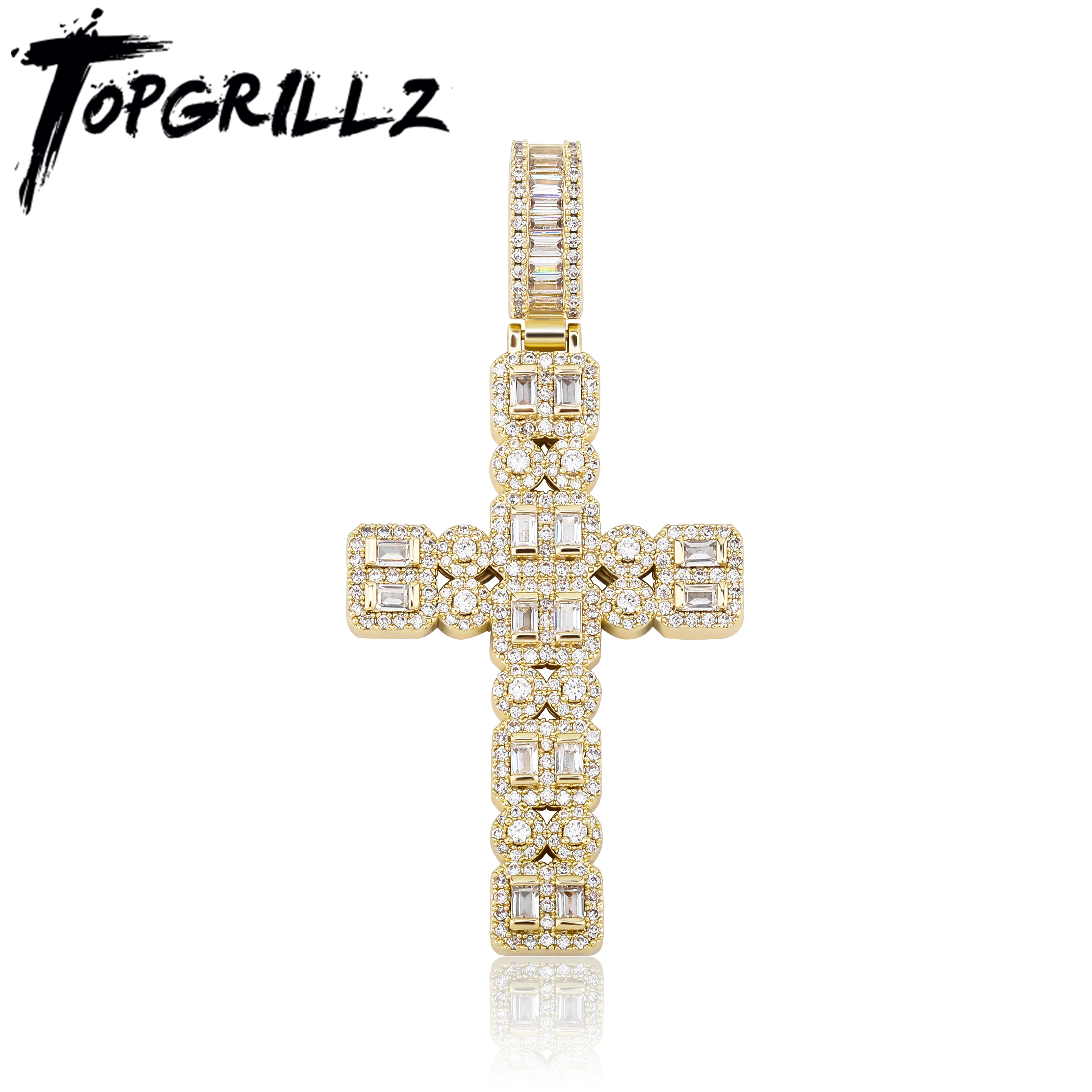 TOPGRILLZ New Cross Pendant Necklace With Gold 4mm Tennis Chain High Quality Ice Micropavé Cubic Zirconia HipHop Fashion Gift
TOPGRILLZ New Cross Pendant Necklace With Gold 4mm Tennis Chain High Quality Ice Micropavé Cubic Zirconia HipHop Fashion Gift