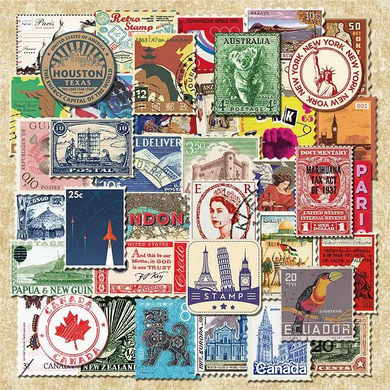 50Pcs Around The World Vintage Travel Postmark Stickers Nostalgic Commemorative Laptop Decorative Stickers Waterproof
50Pcs Around The World Vintage Travel Postmark Stickers Nostalgic Commemorative Laptop Decorative Stickers Waterproof