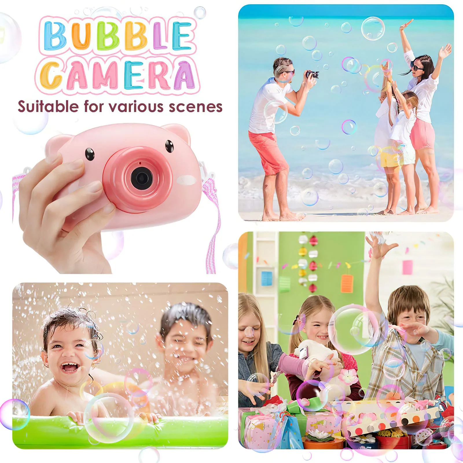 Children Bubble Camera Machine Outdoor Activity Portable Soap Bubble Camera Cute Bubble Maker Pig Shape Camera With Music Sound
Children Bubble Camera Machine Outdoor Activity Portable Soap Bubble Camera Cute Bubble Maker Pig Shape Camera With Music Sound