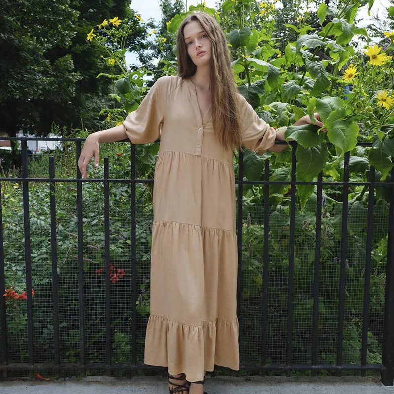 Женское свободное многослойное платье Uniera Za, универсальное Повседневное платье с V-образным вырезом, осень 2021
Женское свободное многослойное платье Uniera Za, универсальное Повседневное платье с V-образным вырезом, осень 2021