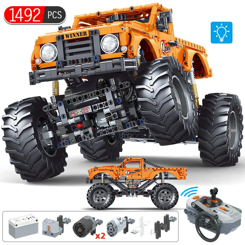 1:12City Technical Competition RC Monster Truck Car Building Blocks Remote Control Vehicle Bricks DIY Toys For Boys Gift
1:12City Technical Competition RC Monster Truck Car Building Blocks Remote Control Vehicle Bricks DIY Toys For Boys Gift