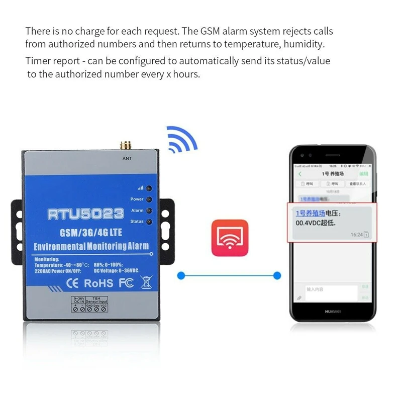 GSM Temperature Humidity Monitor AC/DC Power Lost Alarm Remote Monitor Support Timer Report APP Control RTU5023 EU Plug
GSM Temperature Humidity Monitor AC/DC Power Lost Alarm Remote Monitor Support Timer Report APP Control RTU5023 EU Plug