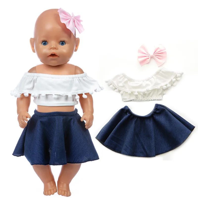 Fit 18 inch 40cm-43cm Born New Baby Doll Clothes Accessories 3-piece set with White Shirt and Jeans Suit For Baby Birthday Gift
Fit 18 inch 40cm-43cm Born New Baby Doll Clothes Accessories 3-piece set with White Shirt and Jeans Suit For Baby Birthday Gift