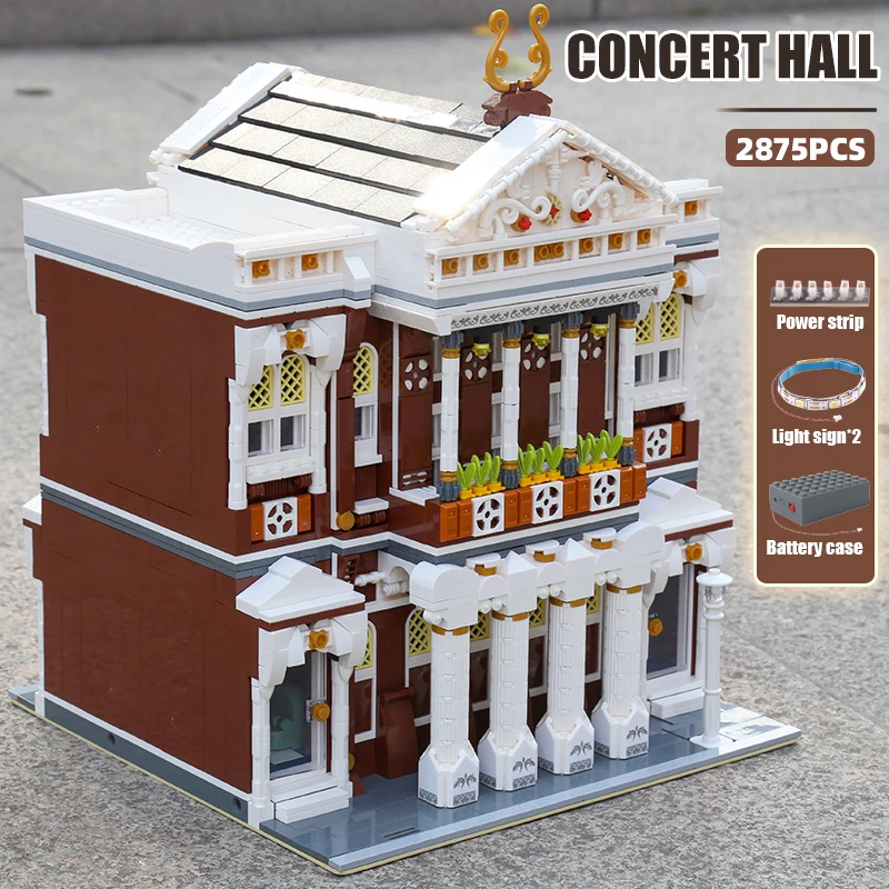 MOULD KING Streetview Building model The MOC Concert Hall With light Building Blocks Bricks Kids Educational Toy Christmas Gifts
MOULD KING Streetview Building model The MOC Concert Hall With light Building Blocks Bricks Kids Educational Toy Christmas Gifts