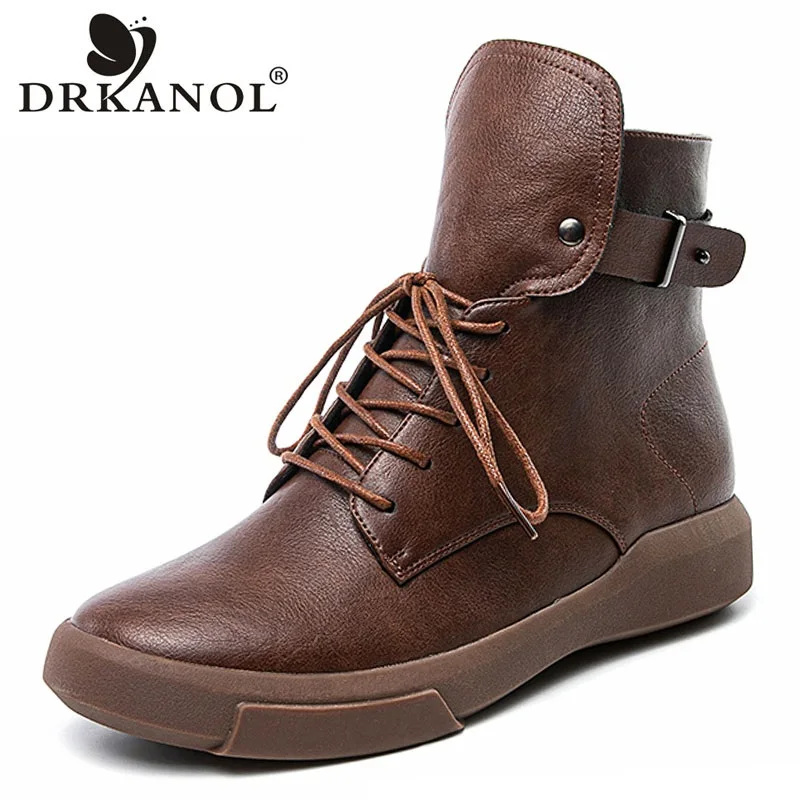 DRKANOL Fashion Autumn Winter Warm Boots Women British Style Plus Velvet Back Zipper Flat Short Boots Ladies Leather Ankle Boots
DRKANOL Fashion Autumn Winter Warm Boots Women British Style Plus Velvet Back Zipper Flat Short Boots Ladies Leather Ankle Boots