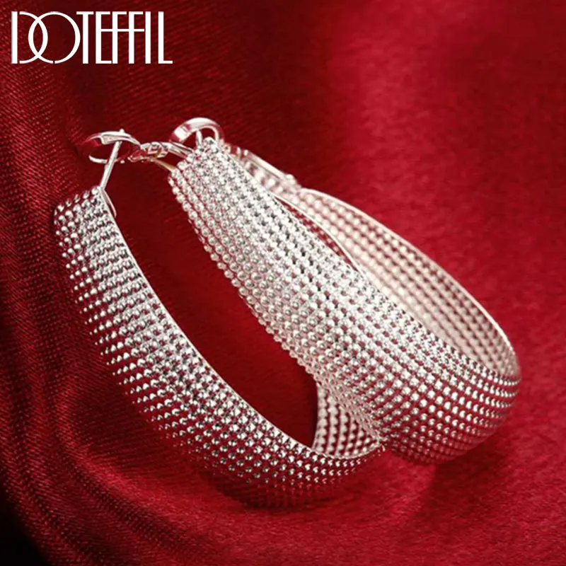 DOTEFFIL 925 Sterling Silver Frosted Big Circle Hoop Earrings Women Party Gift Fashion Charm Wedding Engagement Jewelry
DOTEFFIL 925 Sterling Silver Frosted Big Circle Hoop Earrings Women Party Gift Fashion Charm Wedding Engagement Jewelry