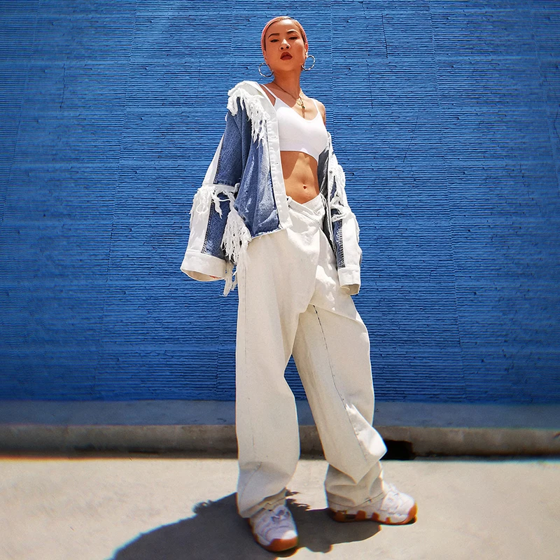 CHICEVER Irregular Denim Trousers For Women High Waist Loose Full Length White Wide Leg Pants Female Korean Streetwear 2021 Tide
CHICEVER Irregular Denim Trousers For Women High Waist Loose Full Length White Wide Leg Pants Female Korean Streetwear 2021 Tide