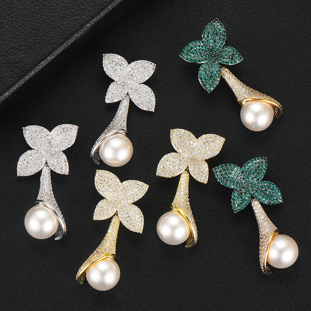 Jimbora Fashion Bohemia Pearl Drop Earrings Full Mirco Paved Cubic Zircon Wedding Earring Luxury Baguette CZ Long Earrings
Jimbora Fashion Bohemia Pearl Drop Earrings Full Mirco Paved Cubic Zircon Wedding Earring Luxury Baguette CZ Long Earrings
