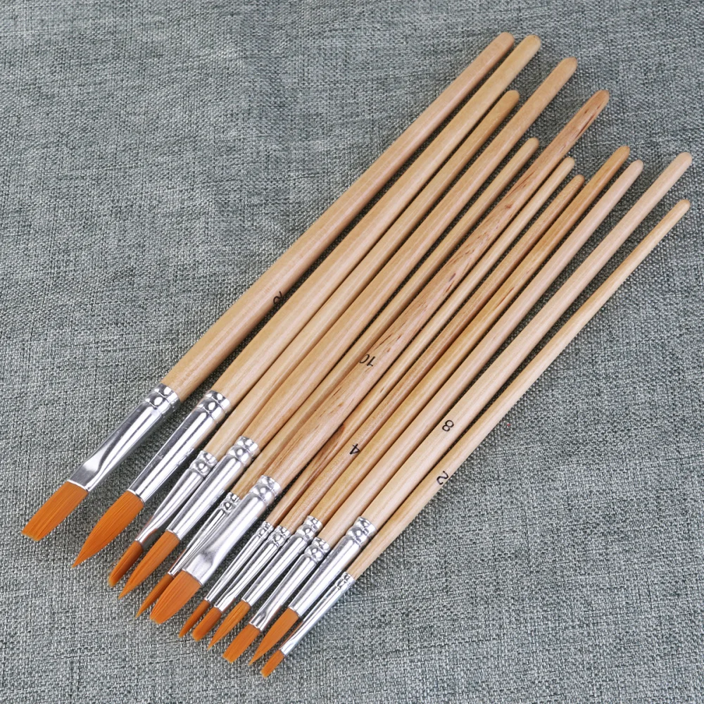 12pcs Nylon Hair Paint Brush Set Artist Watercolor Acrylic Oil Painting Supplies Round Pointed Tip & Flat Nylon Hair
12pcs Nylon Hair Paint Brush Set Artist Watercolor Acrylic Oil Painting Supplies Round Pointed Tip & Flat Nylon Hair