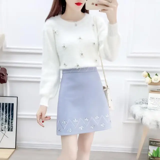 Women Two 2 Piece Set Stylish Sweaters Female Elegant Single Breasted Long Sleeve Tops Ladies High Waist Bodycon Mini Skirt Q235
Women Two 2 Piece Set Stylish Sweaters Female Elegant Single Breasted Long Sleeve Tops Ladies High Waist Bodycon Mini Skirt Q235