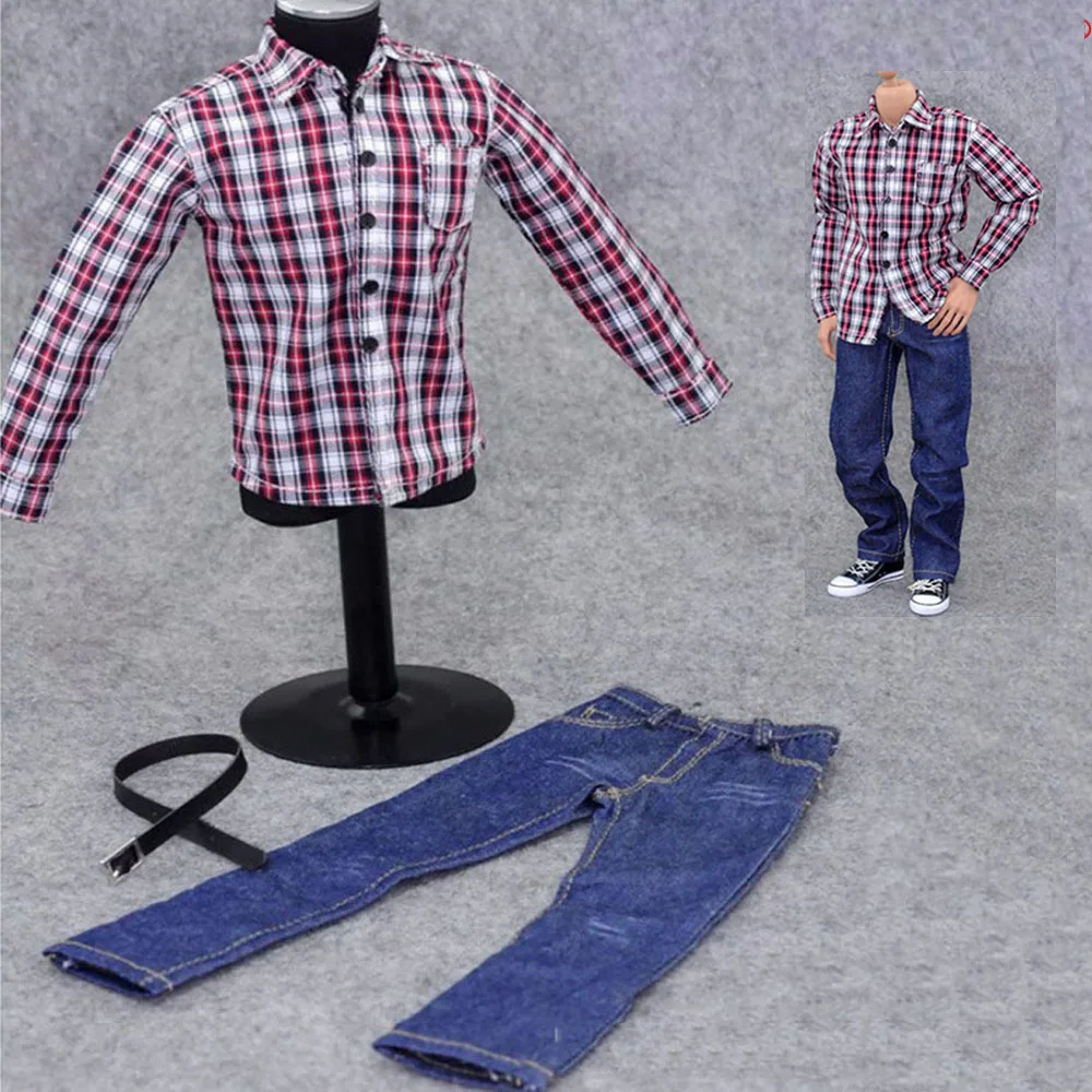 In stock 1/6 Scale casual male boys clothing model with red white plaid shirt, blue jeans for 12 "action figure
In stock 1/6 Scale casual male boys clothing model with red white plaid shirt, blue jeans for 12 "action figure