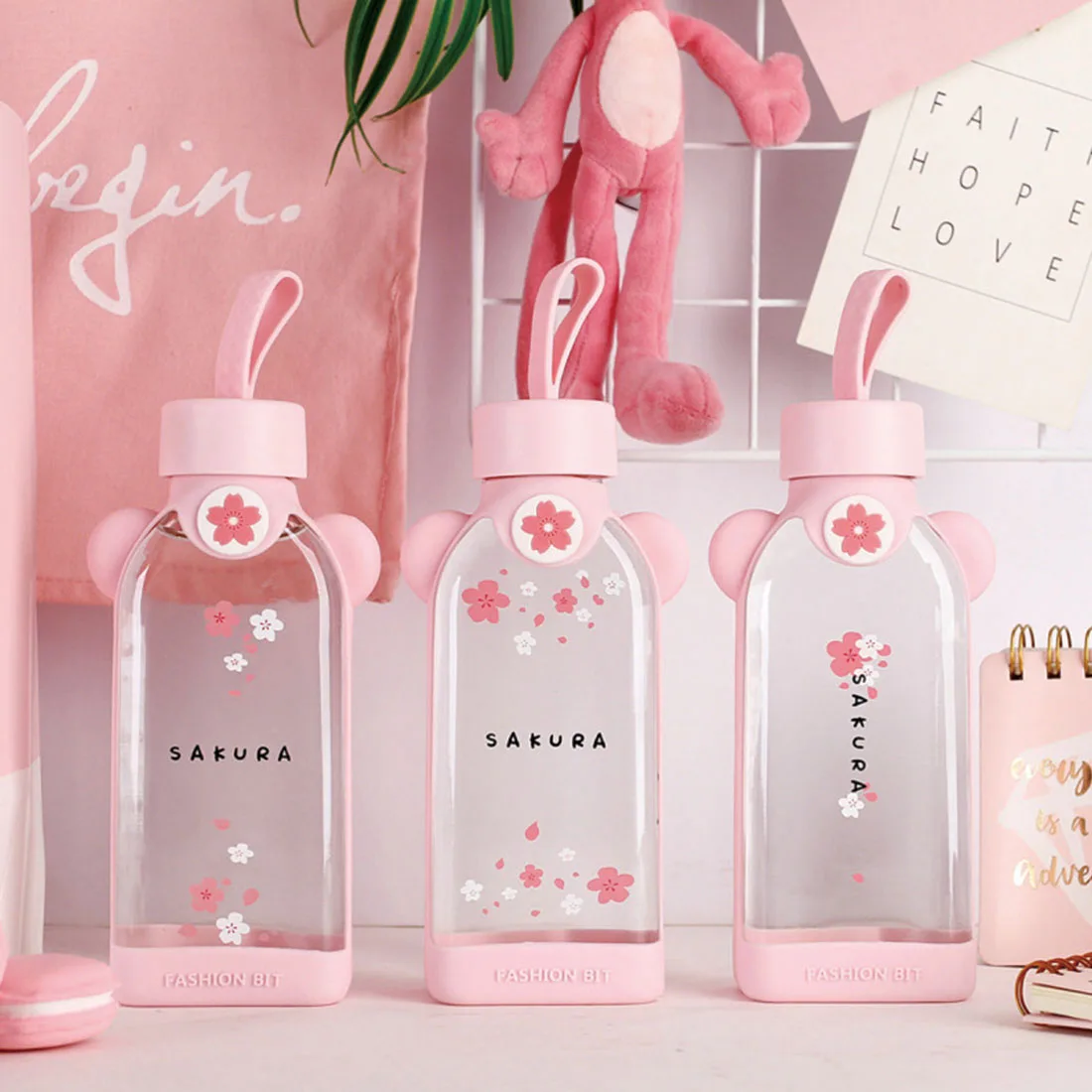 NEW 310-400ML Glass water bottle cherry blossom pattern transparent creative fresh cute girl heart portable sports outdoor cup
NEW 310-400ML Glass water bottle cherry blossom pattern transparent creative fresh cute girl heart portable sports outdoor cup