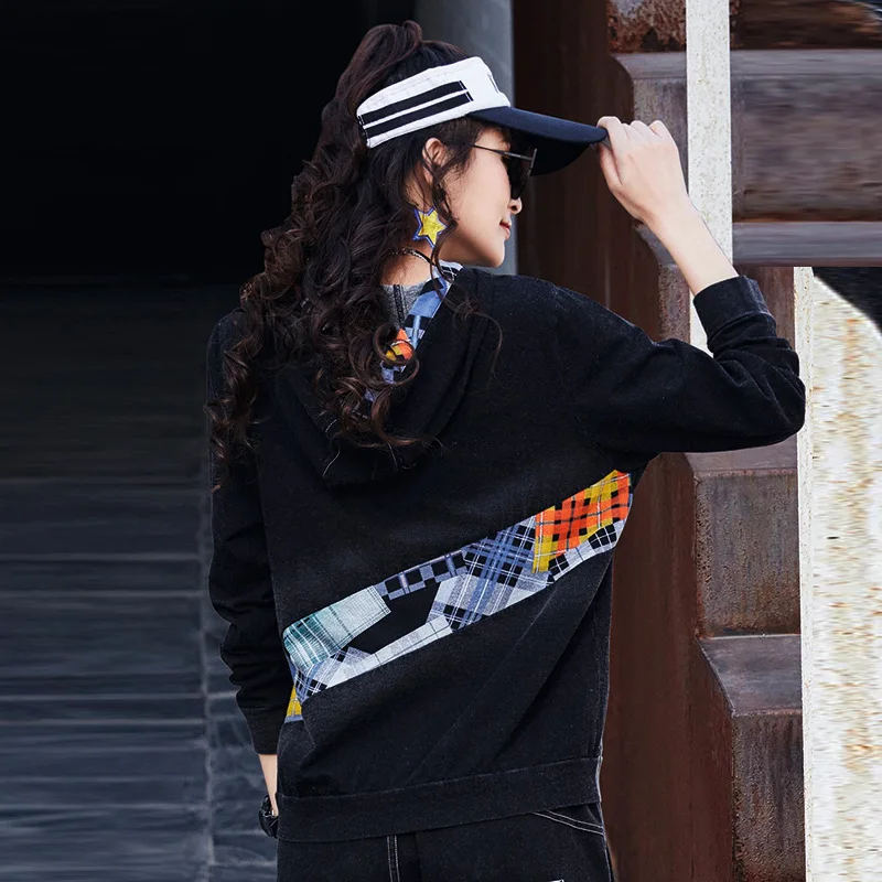 Loose Handsome Hoodies For Women Color Patchwork Hooded Tops Long Sleeves Fashion Tees Female 2021 Spring New Arrivals Yalabovso 
Loose Handsome Hoodies For Women Color Patchwork Hooded Tops Long Sleeves Fashion Tees Female 2021 Spring New Arrivals Yalabovso