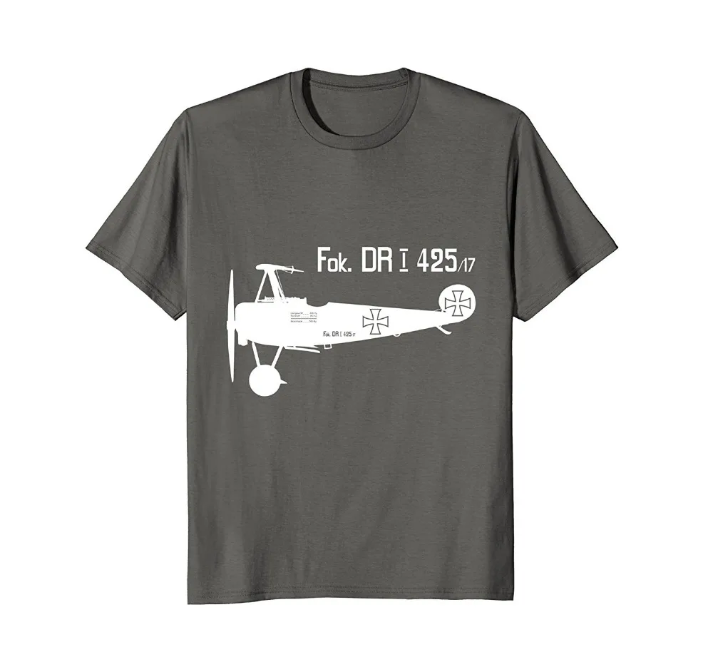 

On Sale New Fashion Summer Print T Shirt Men Fokker Dri Ww1 Military Triplane Aircraft Richthofen Plane Tee Shirts