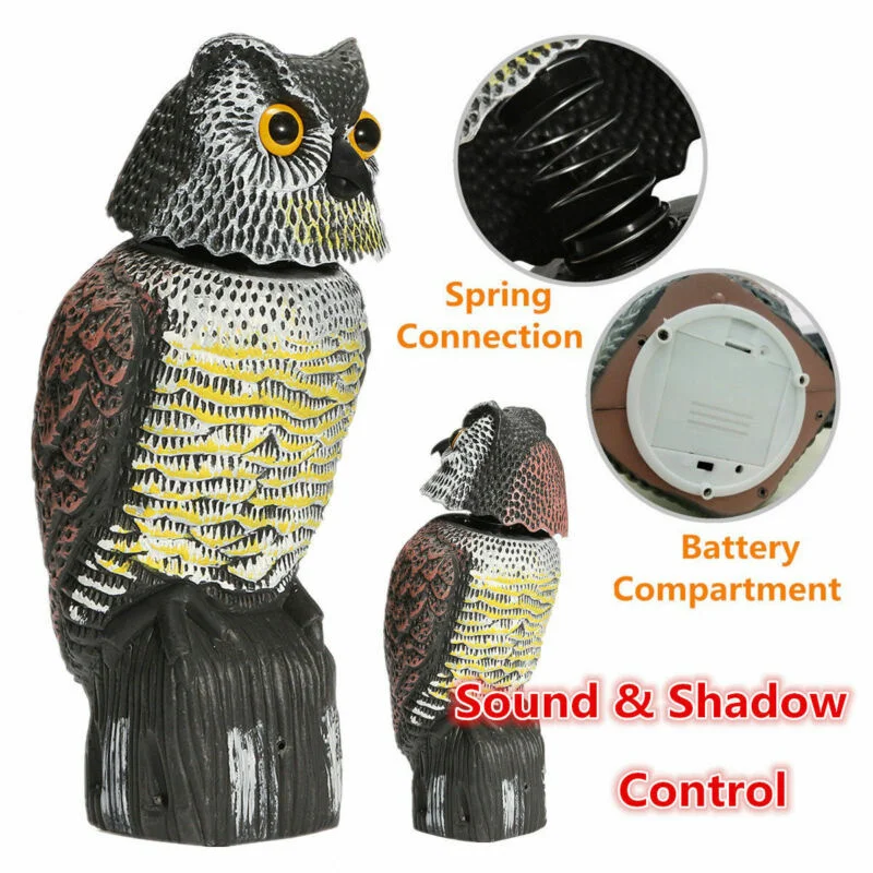 New Hot Sale Realistic Bird Scarer Rotating Head Sound Owl Prowler Decoy Protection Repellent Pest Control Scarecrow Garden Yard
New Hot Sale Realistic Bird Scarer Rotating Head Sound Owl Prowler Decoy Protection Repellent Pest Control Scarecrow Garden Yard