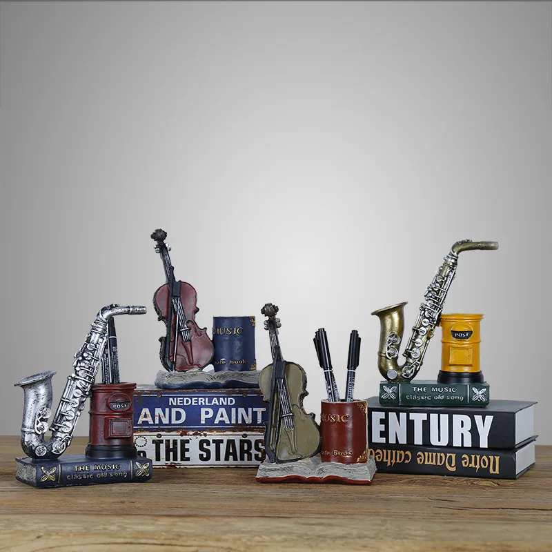 Saxophone Violin Miniatures Figurines Retro Pen Holders Resin Musical Instrument Statue Coffee Bar Desktop Decoration Ornaments
Saxophone Violin Miniatures Figurines Retro Pen Holders Resin Musical Instrument Statue Coffee Bar Desktop Decoration Ornaments