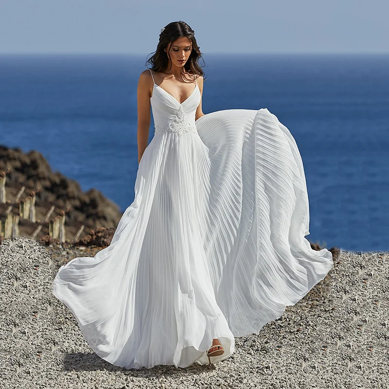 Boho Wedding Dresses Spaghetti Straps Backless Chiffon Beach Wedding Gowns Bride Dress Plus Size Sweep Train Robe De Mariee
Boho Wedding Dresses Spaghetti Straps Backless Chiffon Beach Wedding Gowns Bride Dress Plus Size Sweep Train Robe De Mariee