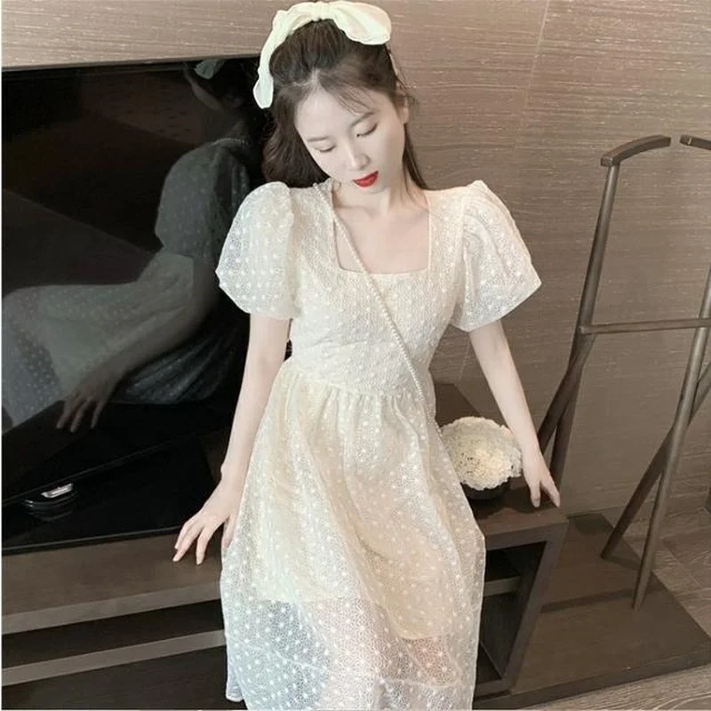 Puff Sleeve Elegant Fairy Dress Women Square Collar Dot Bandage Dress Evening Party One Piece Dress Korean Kawaii 2021 Summer
Puff Sleeve Elegant Fairy Dress Women Square Collar Dot Bandage Dress Evening Party One Piece Dress Korean Kawaii 2021 Summer