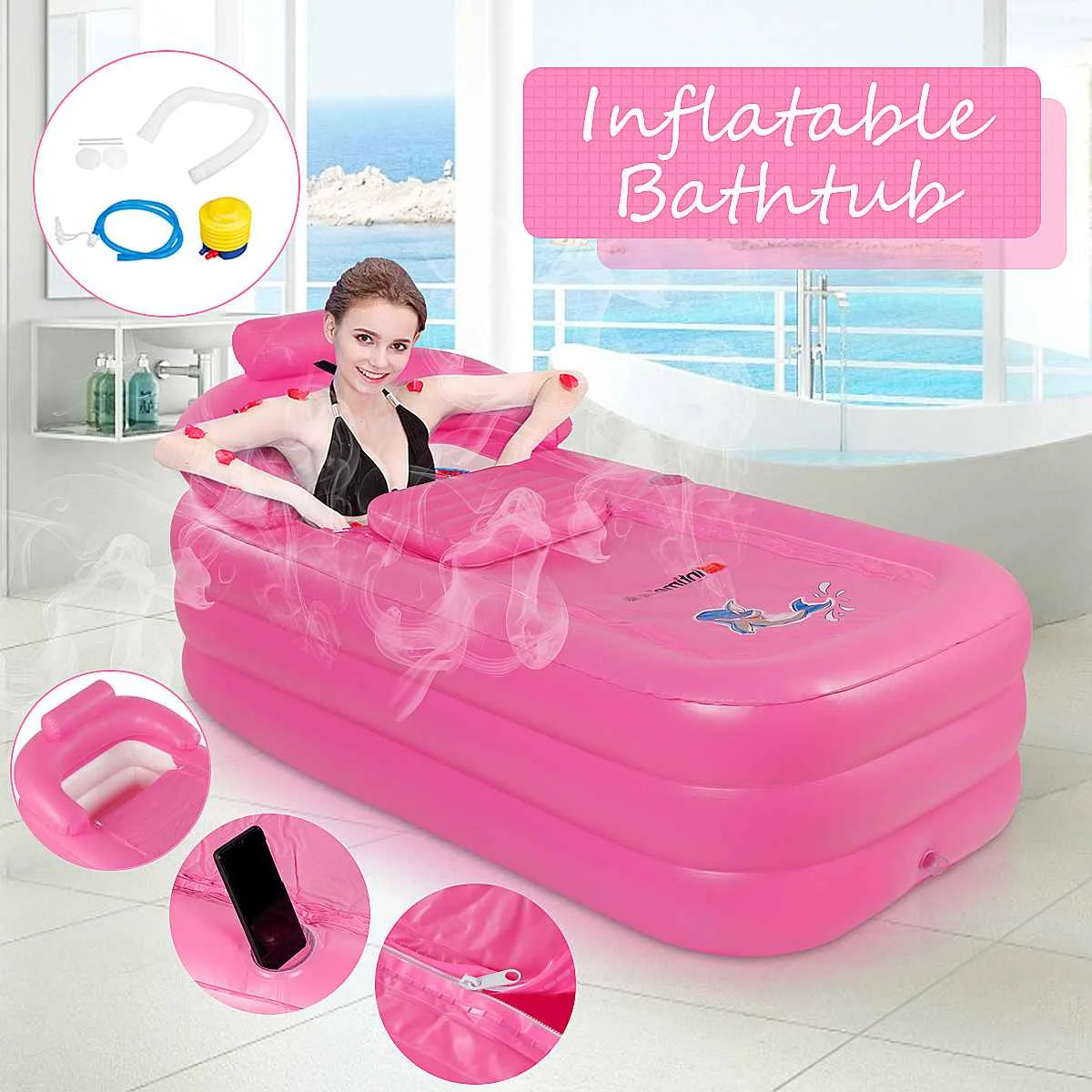 160x84x64cm Inflatable Bathtub Portable Folding Air Tub Massage Warm Travel Blow up Bath Pool Warm Bathtub Summer Winter Tool
160x84x64cm Inflatable Bathtub Portable Folding Air Tub Massage Warm Travel Blow up Bath Pool Warm Bathtub Summer Winter Tool