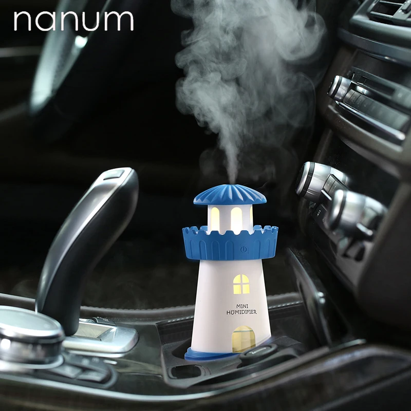 

Aroma Essential Oil Diffuser Mini Ultrasonic Lighthouse air Humidifier Air Purifier LED Light USB Car air freshener Mist Maker