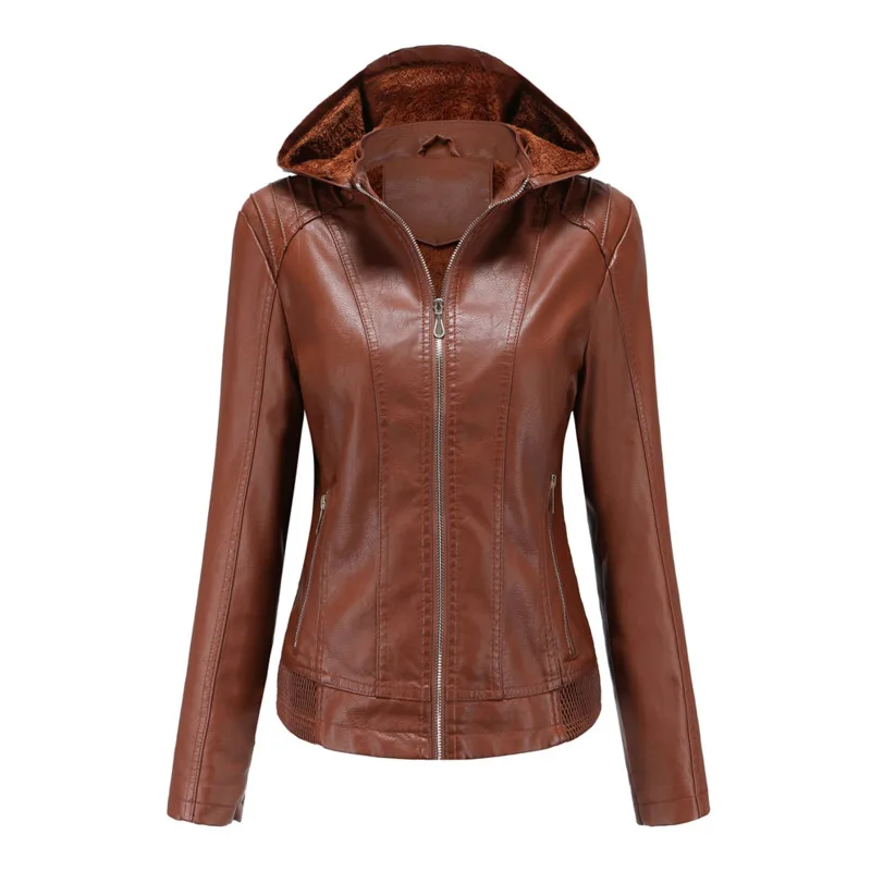 Autumn Winter High Quality Pu Leather Jacket Women Thick Warm Fleece Hooded Coat Female Motorcycle Zipper Faux Leahter Jackets
Autumn Winter High Quality Pu Leather Jacket Women Thick Warm Fleece Hooded Coat Female Motorcycle Zipper Faux Leahter Jackets